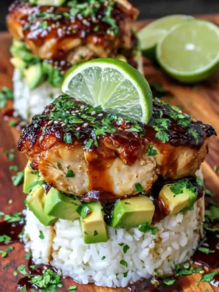 Delight in a Honey Lime Chicken & Avocado Rice Stack - image 2